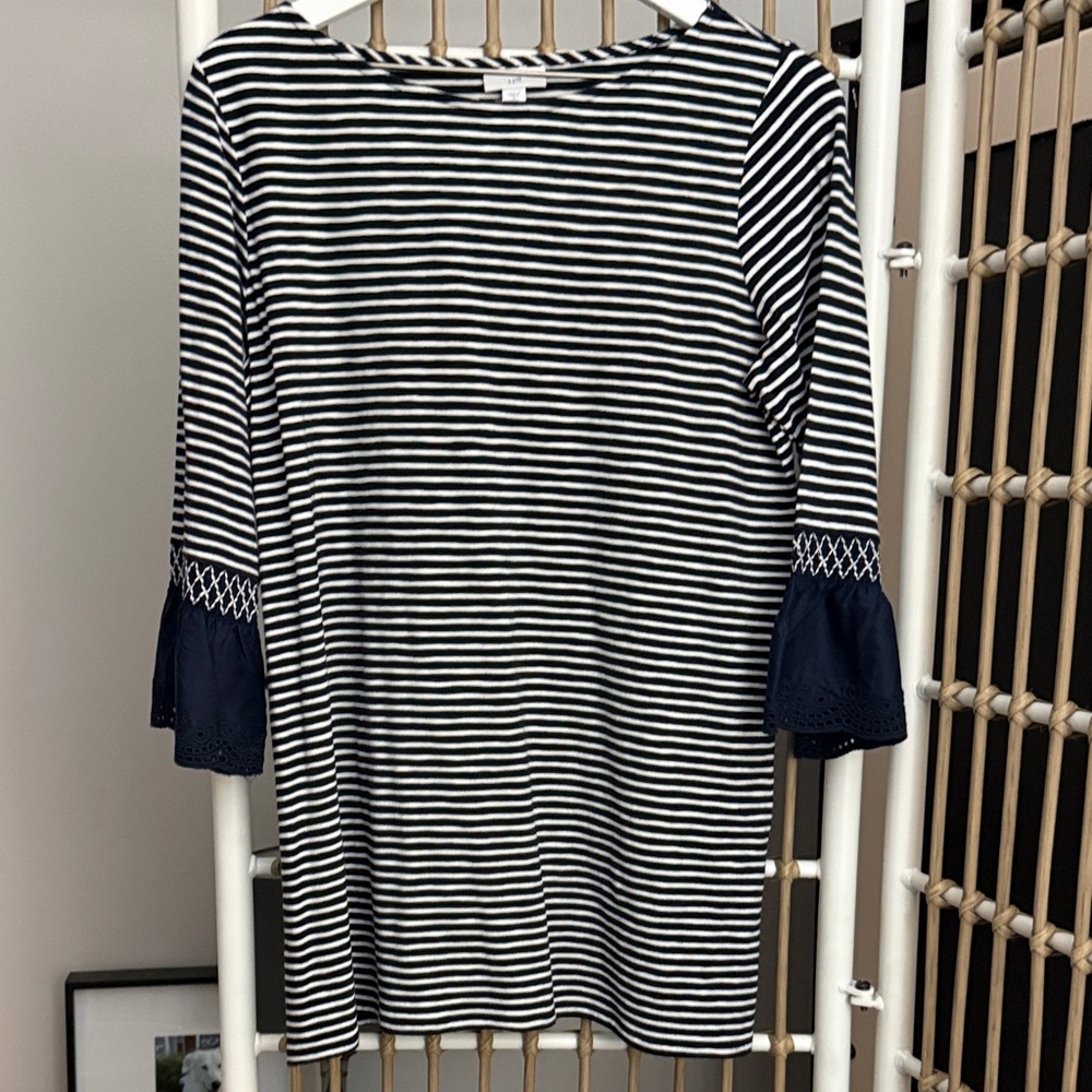 NWT J. Jill Navy and White Striped Long Sleeve tunic Size MP